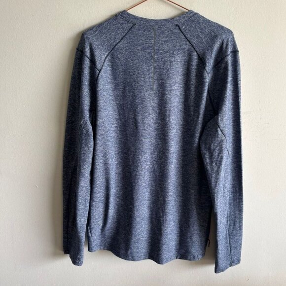 Lululemon Mens Surge Warm Crew Neck Long Sleeve Shirt Blue Black Size Large - Picture 8 of 8